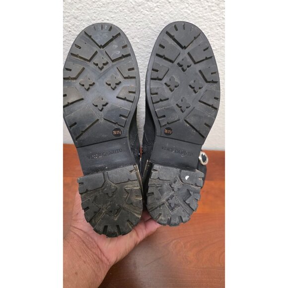 Vince Camuto Kerivini Black Leather Mid-Calf Boots Straps & Buckle Size 7.5 - Picture 6 of 9